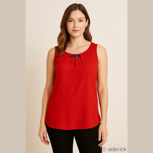 Red shell top with detail